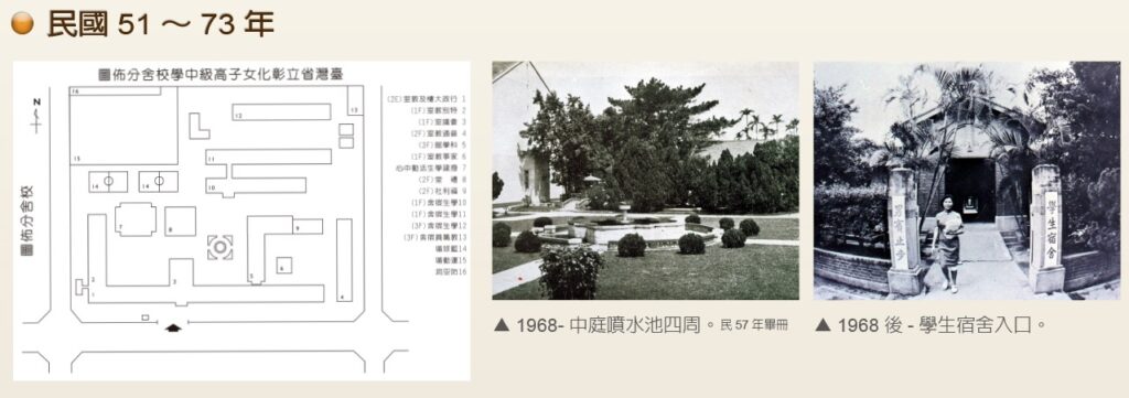 51-73年校園平面圖噴水池 宿舍