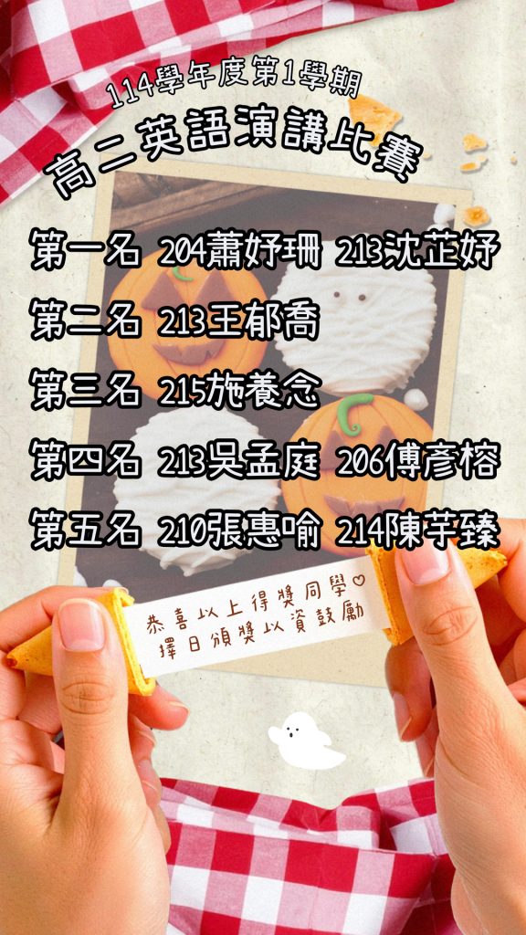 114-1高二英語演講比賽